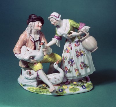 Meissen figuur van een pluimvee verkoper, ca. 1750 door Johann Joachim Kaendler